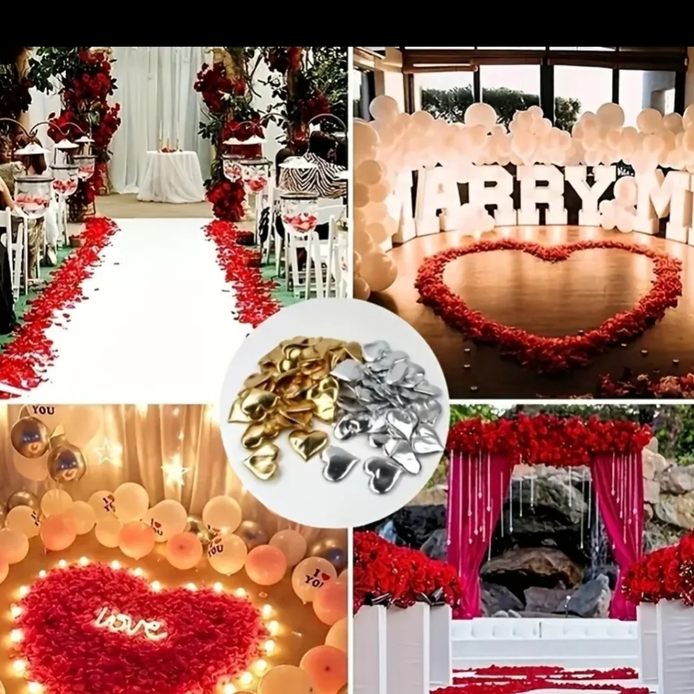 NEW 100 PIECE 3D CLOTH GOLDEN SHAPE HEARTS - WEDDINGS, BRIDAL PARTIES, EVENTS